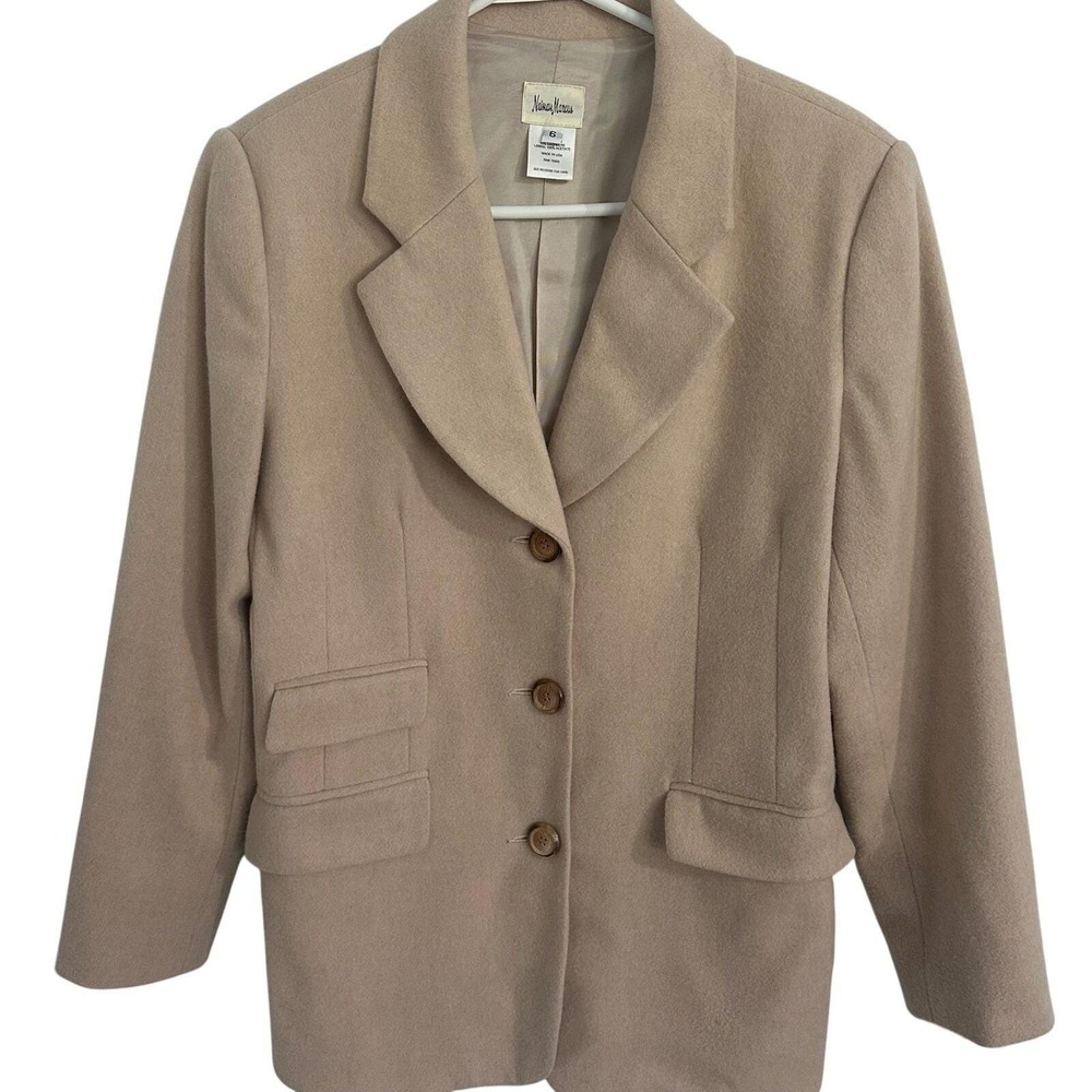 Vintage Neiman Marcus Cashmere Wool Blend Blazer Business Career Jacket Size 6
